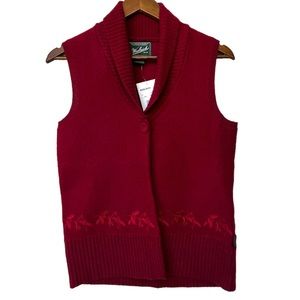 NWT Woolrich 100% Wool Embroidered Sweater Vest Size Small